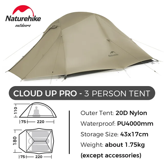 Naturehike Cloud Up Pro 1 2 3 Person Tent Outdoor Camping Tent