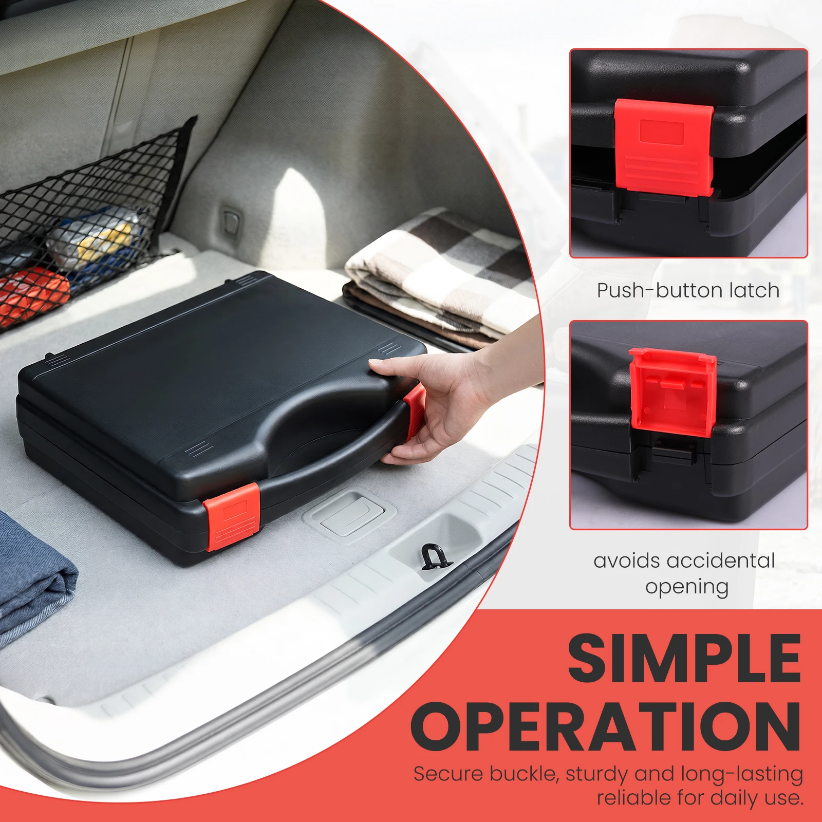 Compact Shatterproof Portable Tool Storage Case with Dual Latch for Home, Workshop, and Car