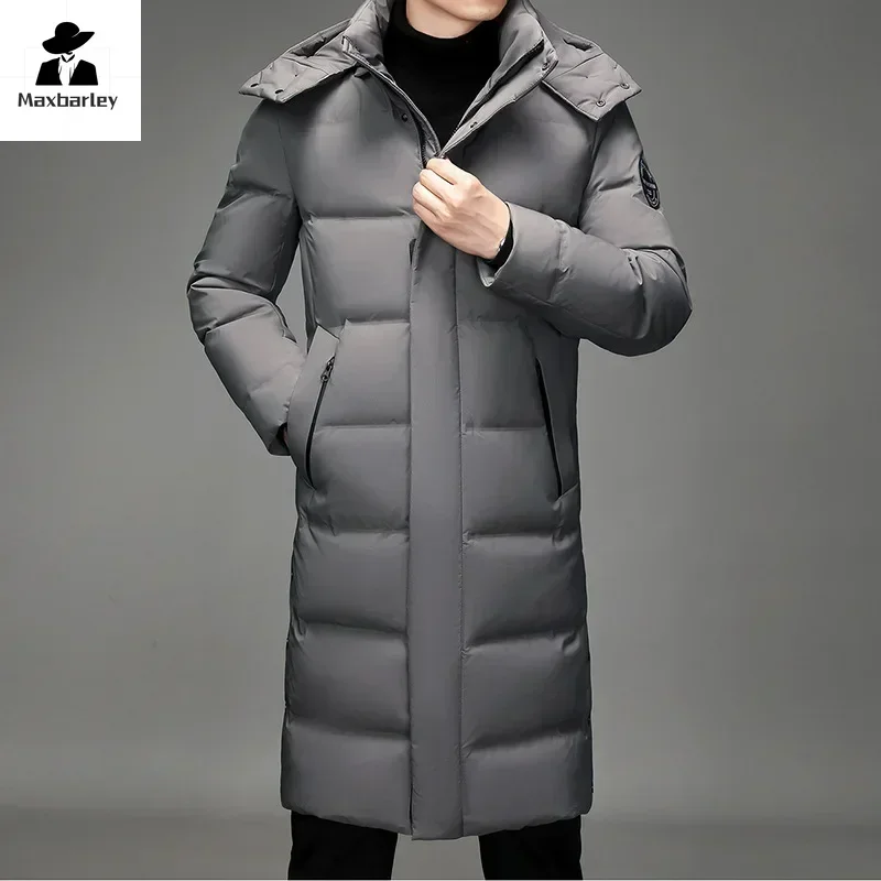 Winter Long Down Jacket Men's Light Luxury Fur Collar Hooded