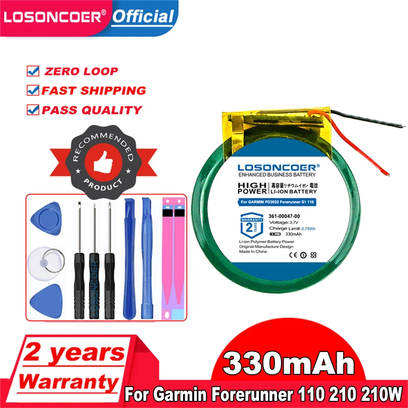 Аккумуляторная батарея LOSONCOER 330 мАч 361-00047-00 для Garmin автомобиля S1 S1W S2 S3 S4 Forerunner 110 210