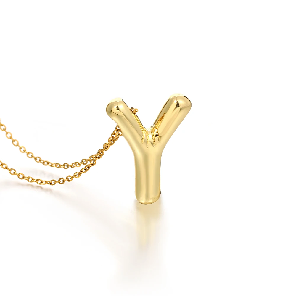 AENSOA Gold Plated Chunky Alphabet Balloon Necklace