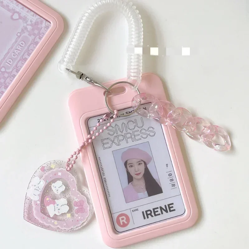 ABS Slide Kpop Photo Card Holder Anti-lost Keychain 3 Inch INS White Idol Protective Case Bag Bus Cards Sleeves Supplies 5