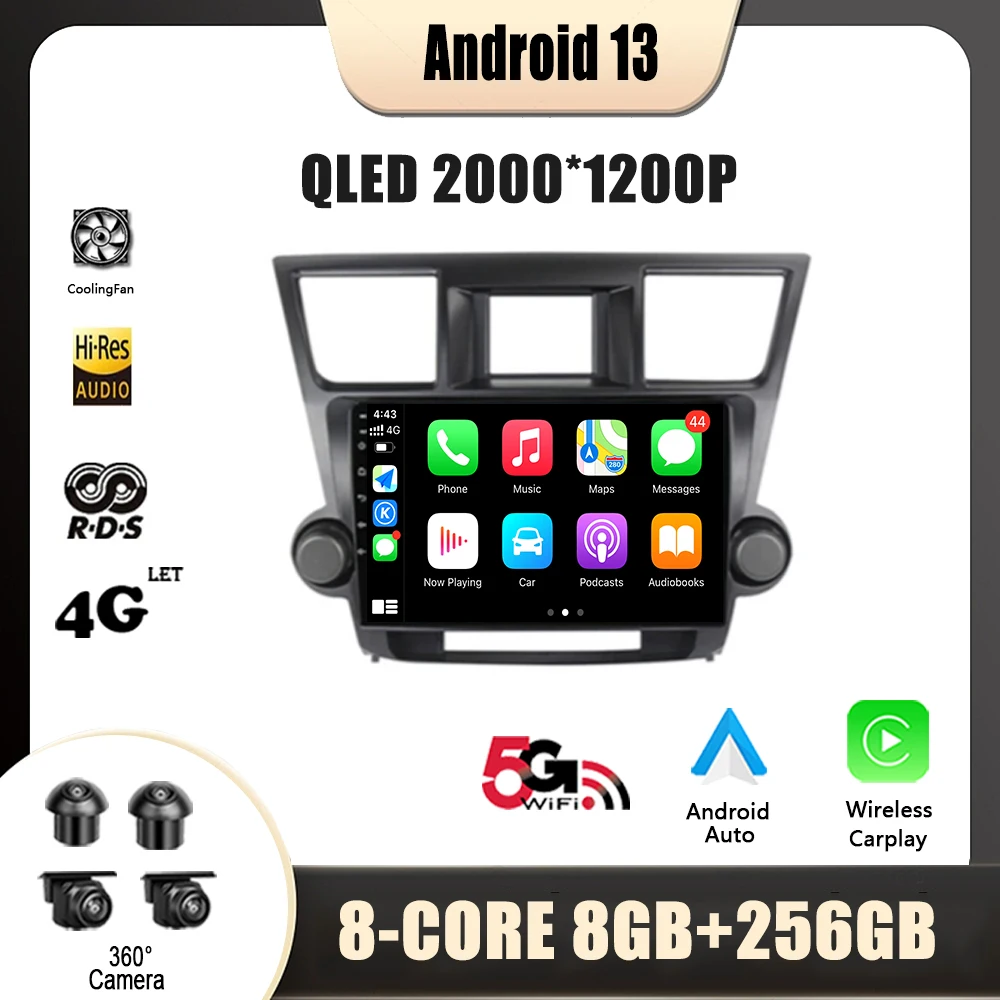 

Android 13 Car Radio Multimedia Video GPS For Toyota Highlander 2 XU40 2007 - 2013 Navigation No 2 Din DVD Player