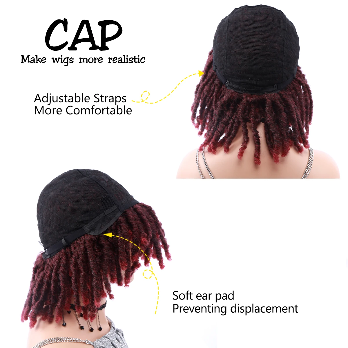 Soft Dreadlocs Wig Afro Short Braided Wigs Afro Bob Wig Synthetic DreadLock Wigs For Black Woman Short Curly Ends Cosplay
