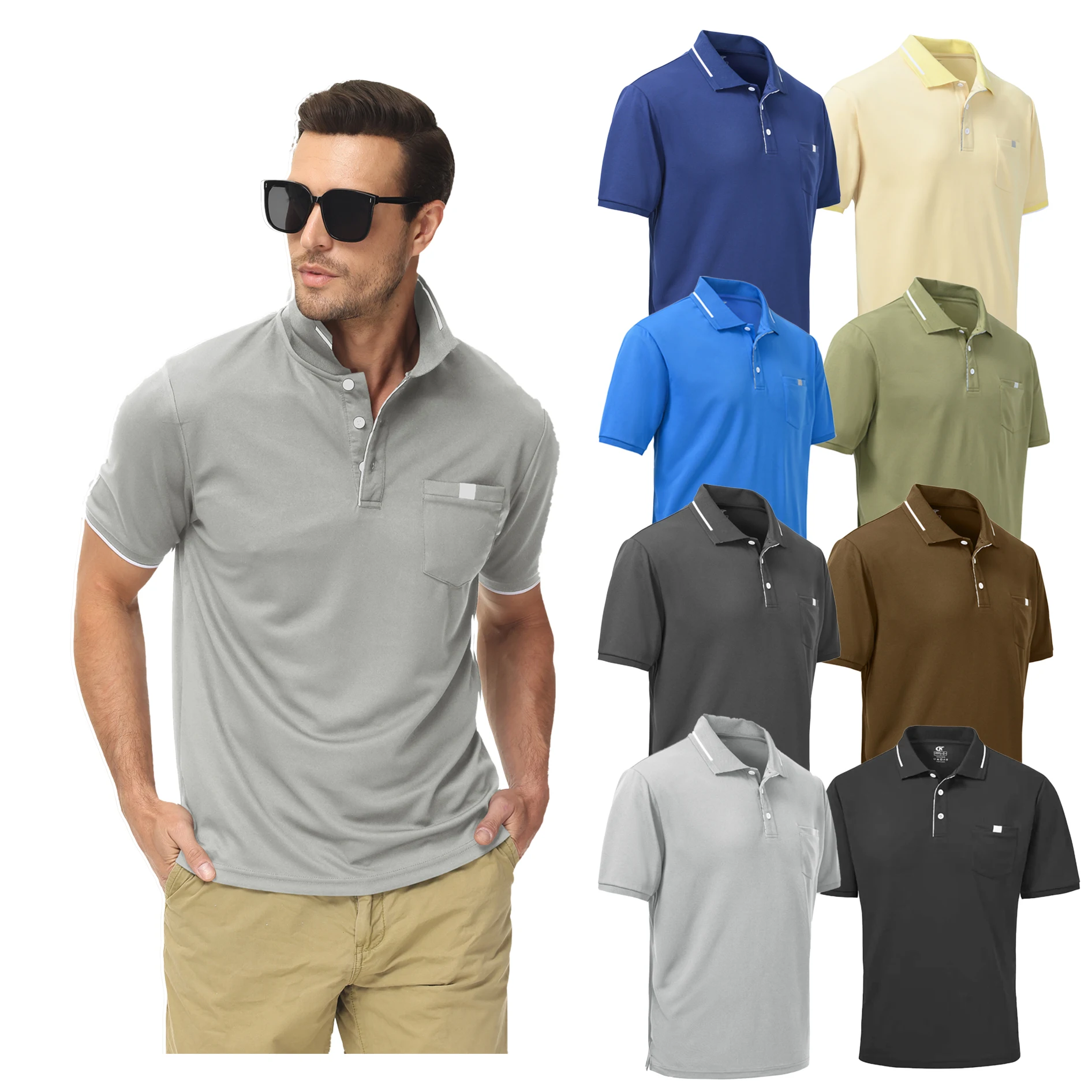 

2023 New Summer Mens Business Casual Polo Shirt Golf Shirt Turn Down Collar Short Sleeve Tops Fashions Trip Shirt Men's Clothing