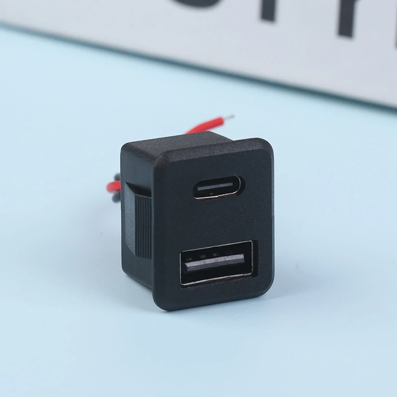 1PC Double Layer Usb Female Base Type-C Socket And Female Usb Lamp Charging Socket Power With Cable Connector
