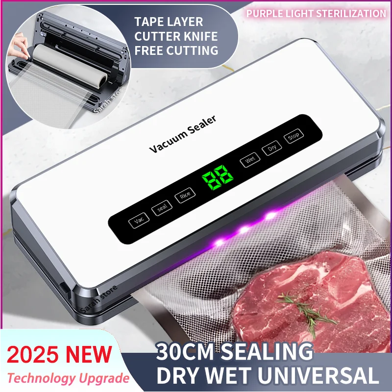 Electric Food Vacuum Sealer Dry/Wet Food Packaging Seal Built in Cutter Roll Bag Kitchen Storage Seal Vacuum Packaging bag sealer food vacuum sealer portable sealing machine