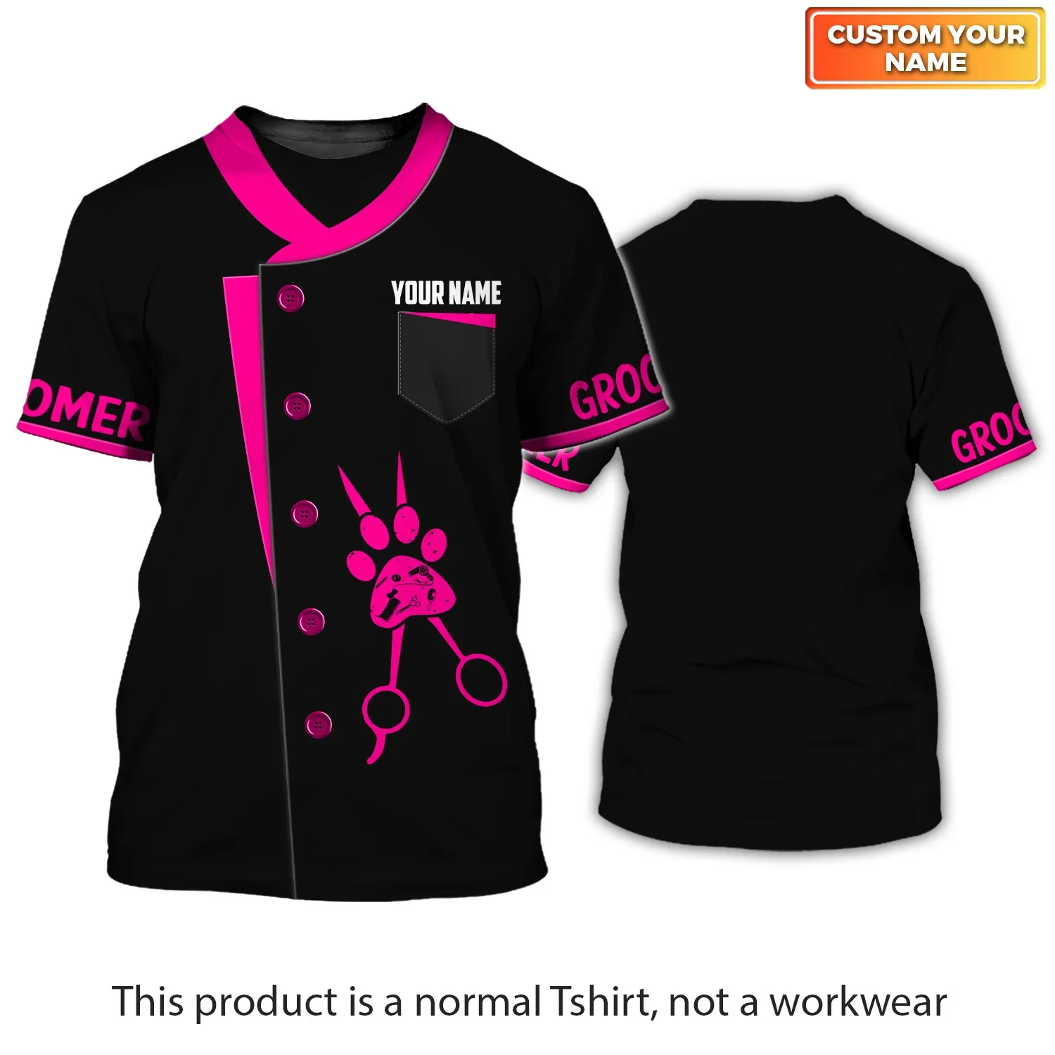 PLstar Cosmos Pet Groomer Sommer Herren T-Shirt Personalisierter Hund Groomer Name 3D-gedrucktes T-Shirt Unisex Casual Tops DW172 – Detail 32