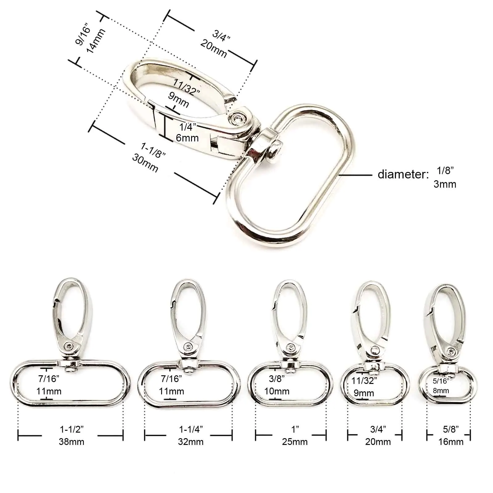 Bag Buckle Swivel Lobster Belt Clip Trigger for Leather Bag Handbag Purse