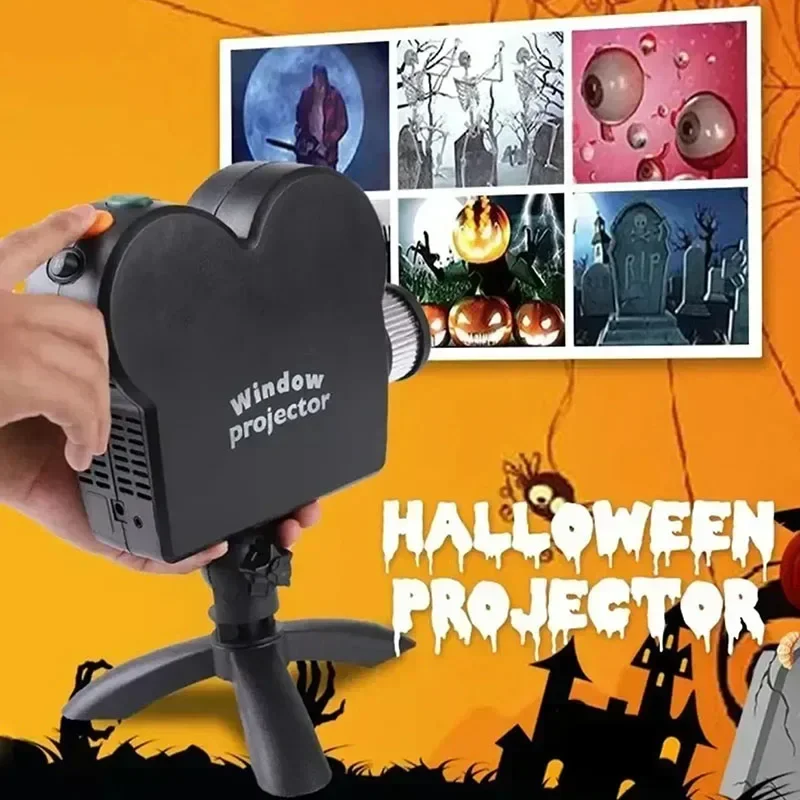 Christmas Halloween Projector Holiday Holographic Window Projection Built-in 12 Movies Lamp Lights with Tripod Party Decorations party supplies party decoration