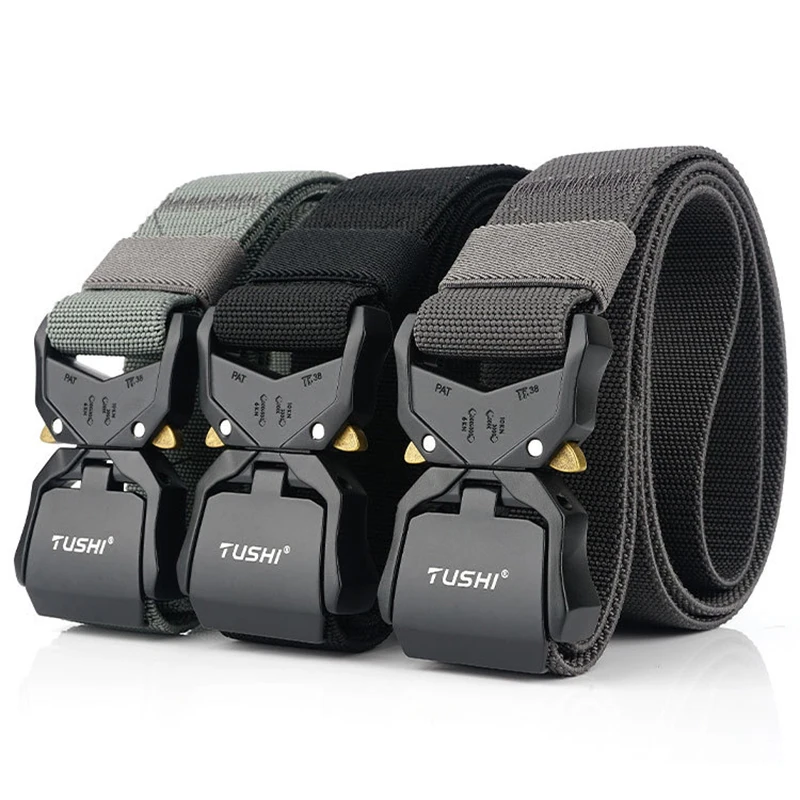 Casual Nylon Tactical Belts For Men Automatic Alloy Buckle Outdoor Canvas Tooling Training Belt Quick Release Mens Trousers Belt casual nylon tactical belts for men automatic alloy buckle outdoor canvas tooling training belt quick release mens trousers belt