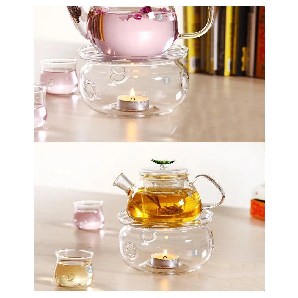 Tea Kettle Warmer Coffee Fits Most Teapots Candle Tray Tea Pot Holder Round Glass Tealight Stove Teapot Heater teapot warmers
