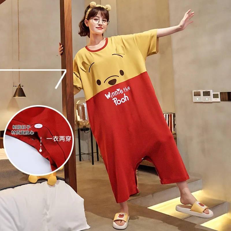 Women's Pajamas Onesies Summer Fashion Bodysuit Cotton Cute Cartoon Nightdress Girl Party Wearing Pajamas Set