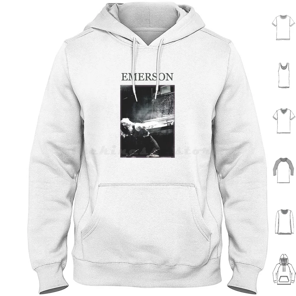 Emerson Nice Felpe Con Cappuccio Manica Lunga Fotocamera Emerson Music Elp Keyboard Lake Palms Organ Elp Emerson Lake Palms