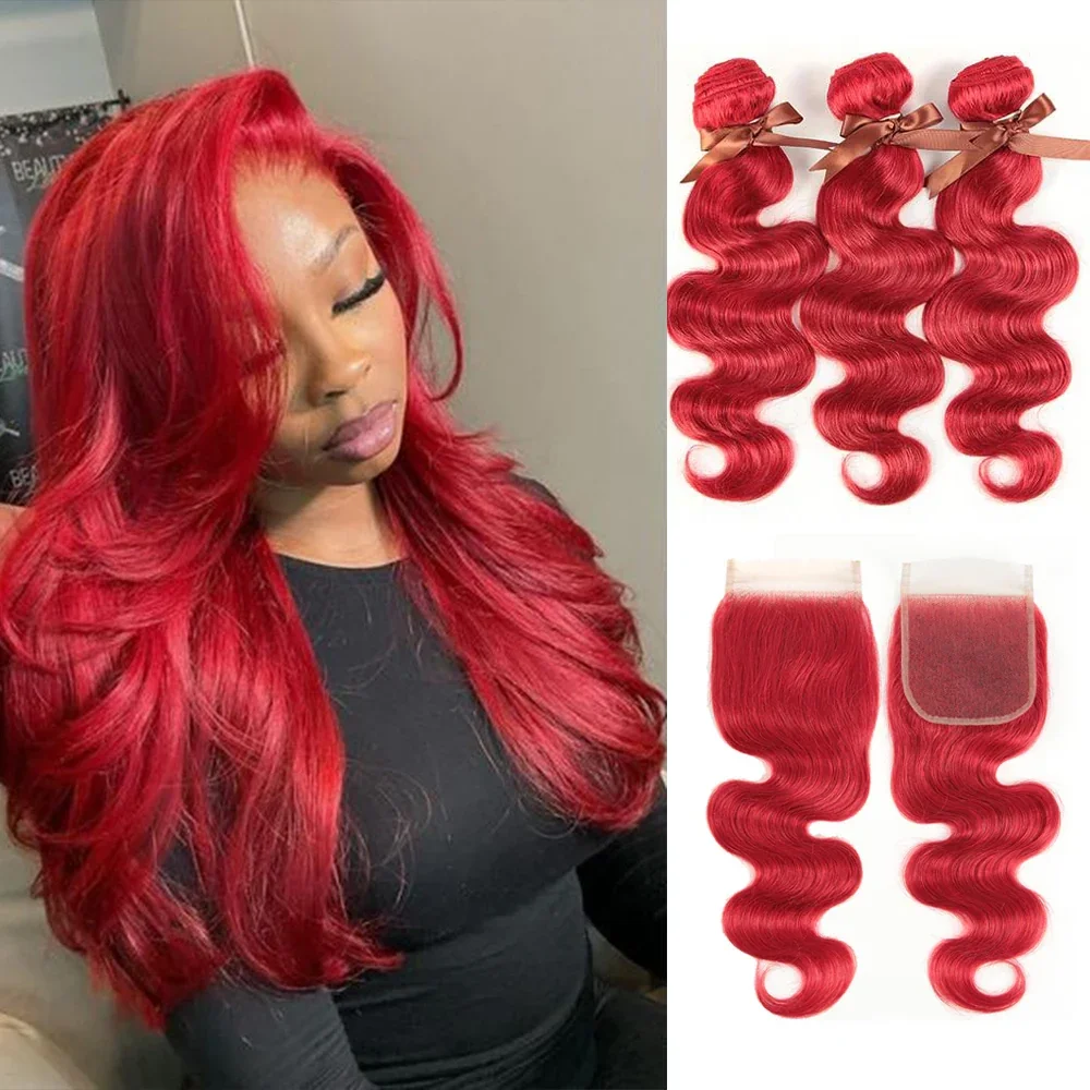 Brazilian Body Wave Bundles With Closure Remy Hair Weave Bunldes Hair Extension for Black Women 3 Bundles Human