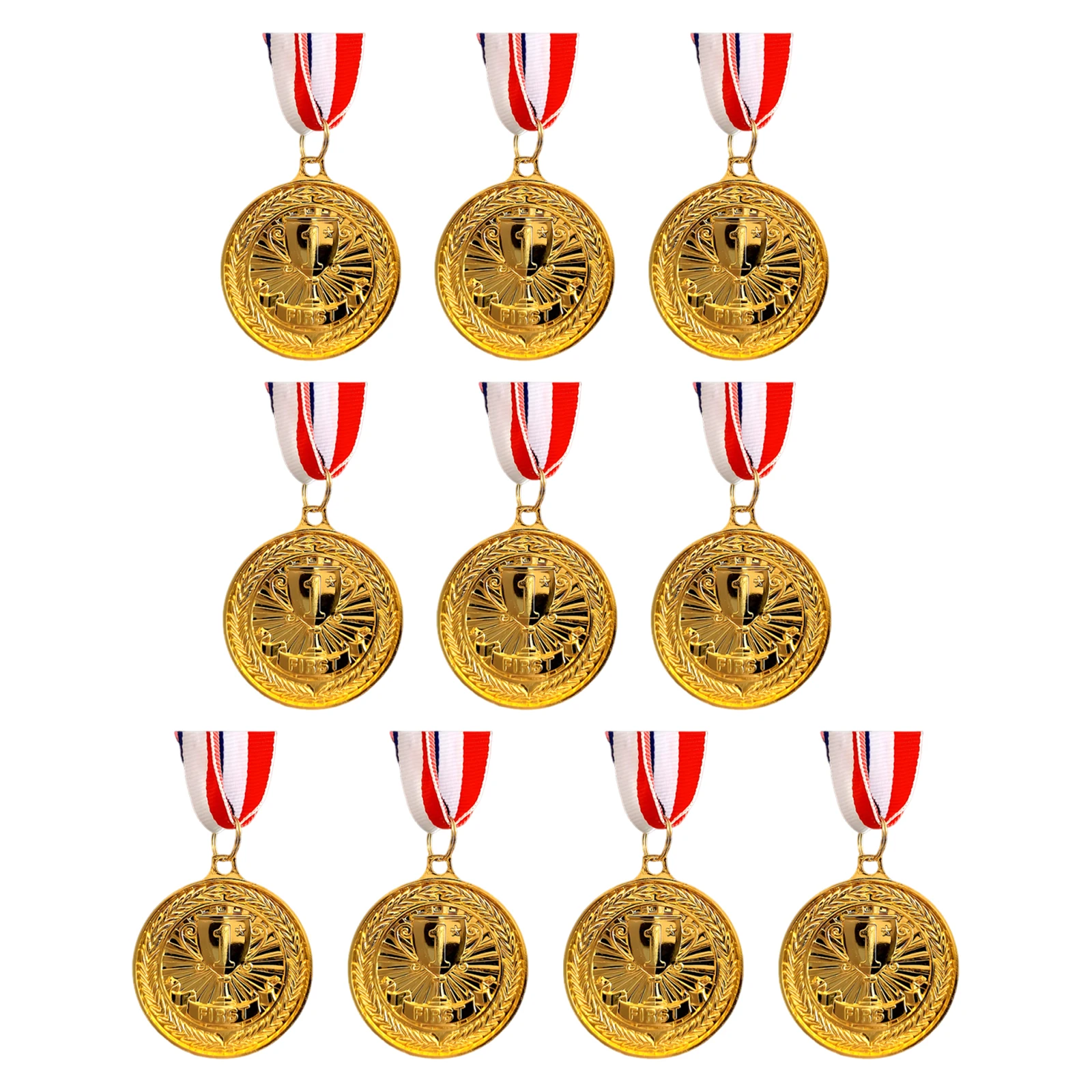 10개입 123 순위 메달 목걸이 리본 포함 수상자 메달 양면 스포츠 트로피 일상 생활 학습 프로젝트용