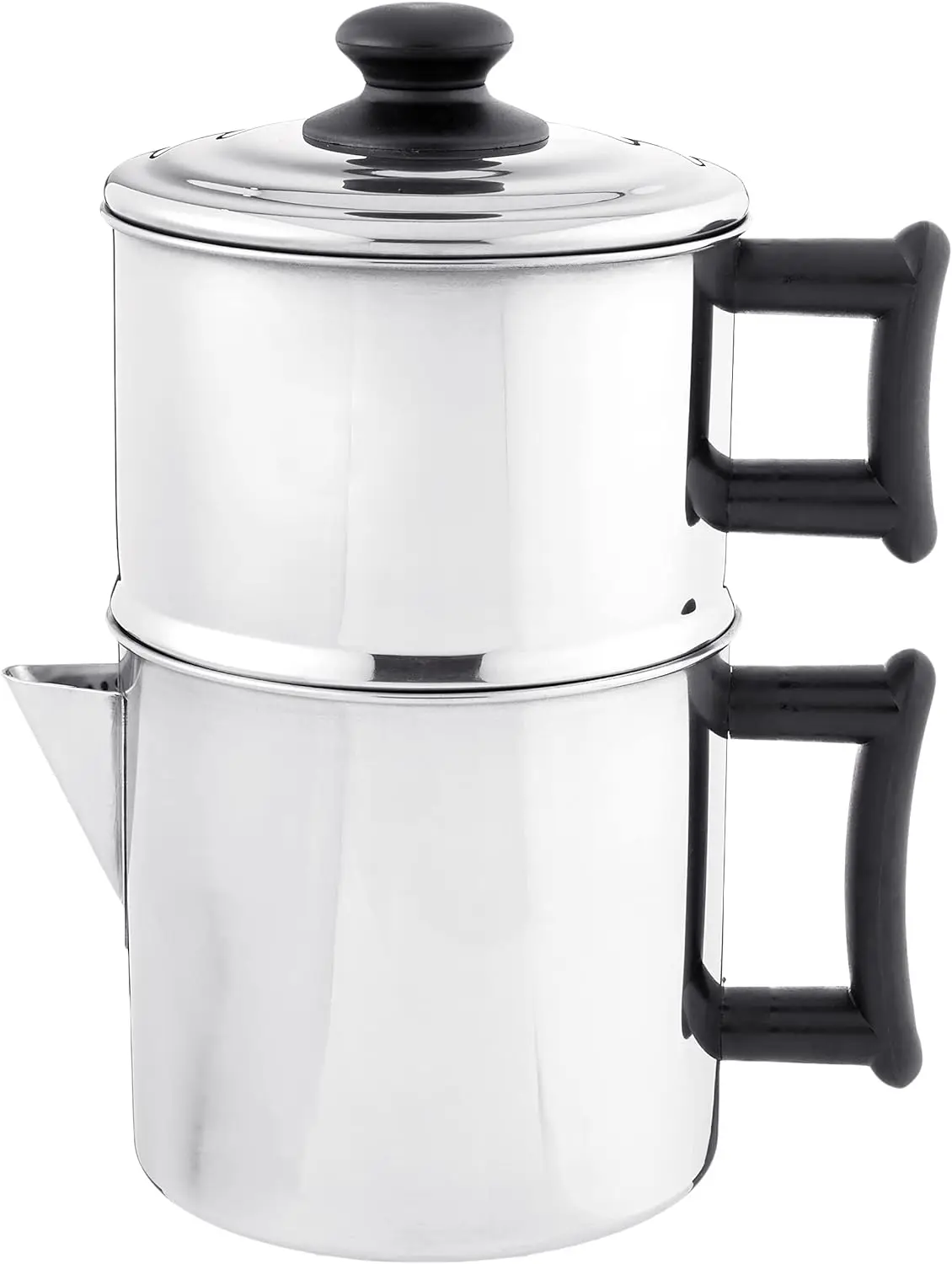 

Stainless Steel Drip Coffee Maker With Protective Plastic Handles, 10 cups