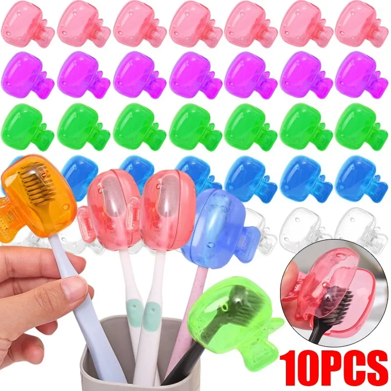 10/1PCS Portable Toothbrush Head Cover Clips Plastic Colorful Dustproof Head Protector Cap Case Outdoor Travel Bathroom Supplies toothbrush covers