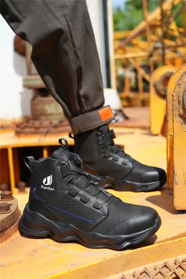 Men Steel Toe Cap Safety Boots Work Shoes Puncture-Proof Boots Safety Shoes Male Construction Work Shoes High Top Sneakers