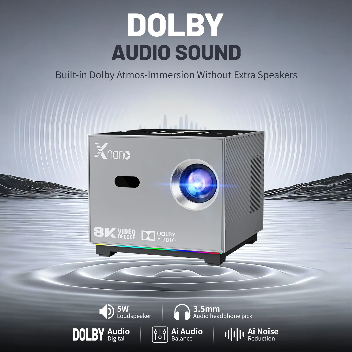 جهاز عرض Xnano 8K X3 محمول Android 9 Dual Wifi 190...