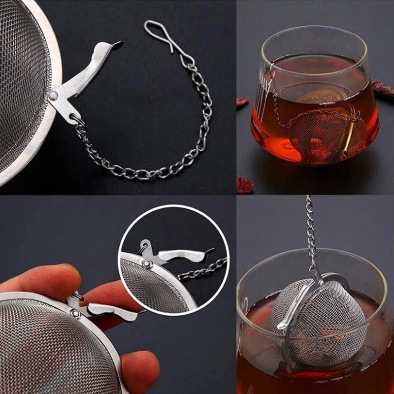 Stainless Steel Tea Infuser Sphere Locking Spice Tea Ball Strainer Mesh Infuser Filter Strainers Kitchen Accessories tea infuser