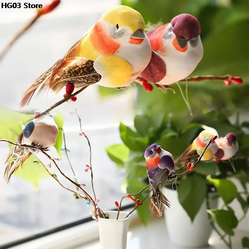 1PC Bird Artificial Foam Feather Random Color Artificial Foam Feather Simulation DIY Party Crafts Magnet Decorative Doves ornament crafts