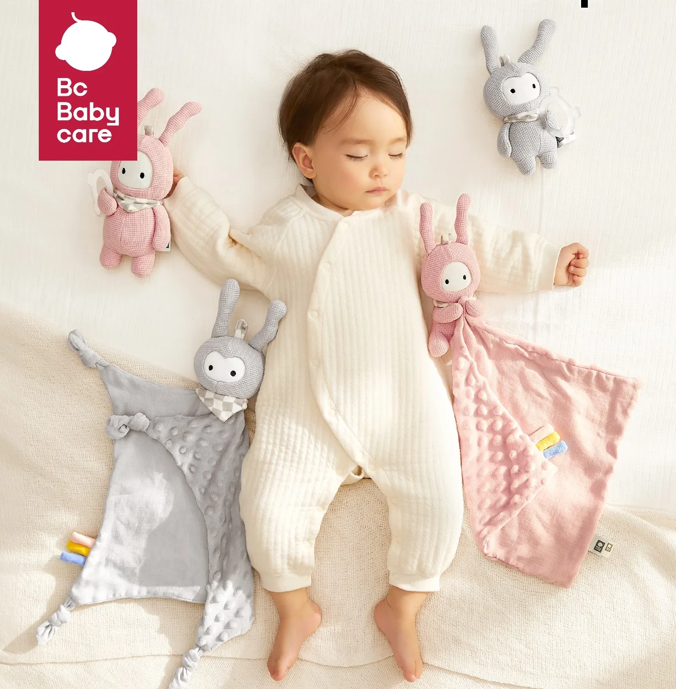 Bc Babycare Baby Comfort Blanket & Toys Soft & Cute Cotton Skin-friendly for 3month+,Mouth-Safe Doll Chewable Toy Hand Puppet