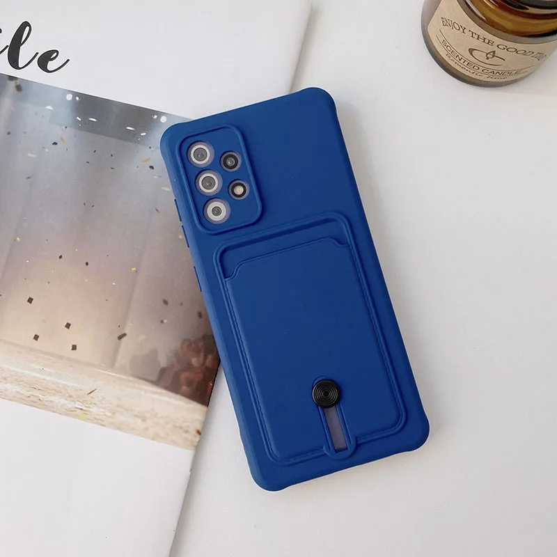 Candy Color Card Slot Shockproof Wallet Case - Soft Bag Holder Cover