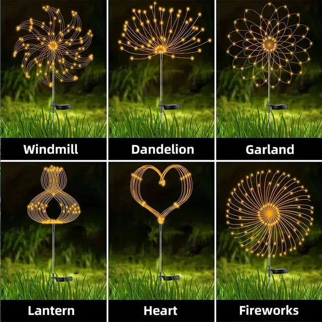 Outdoor LED Solar Firework Lights Garden Decoration Fairy Lights Waterproof Dandelion Lawn Lamp for Garden Landscape Lawn Decor 2
