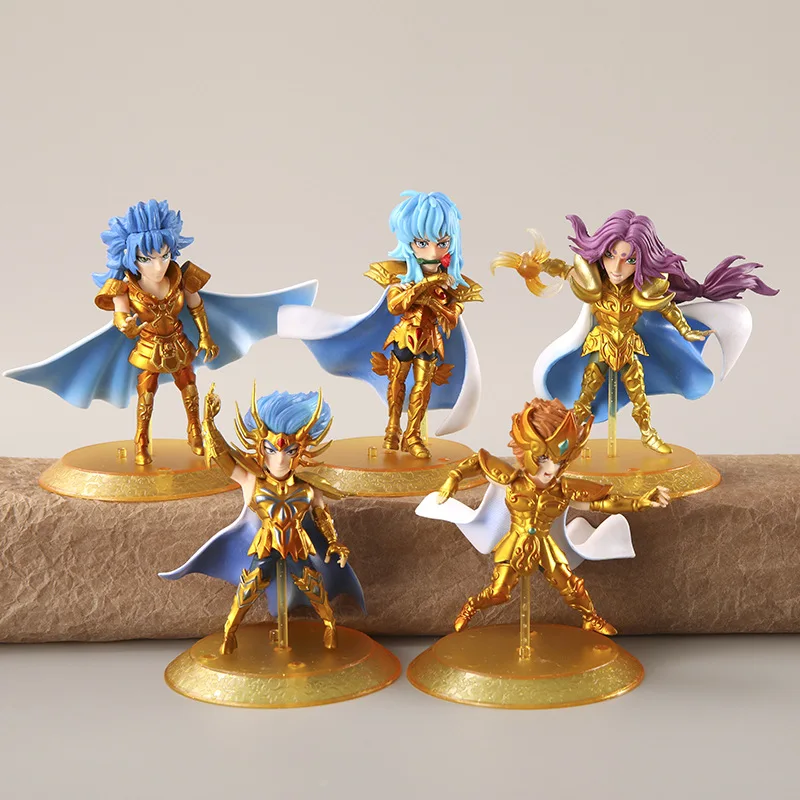 5Pcs/Set Anime Gold Saint Seiya knights of the zodiac PVC Action Figure ...