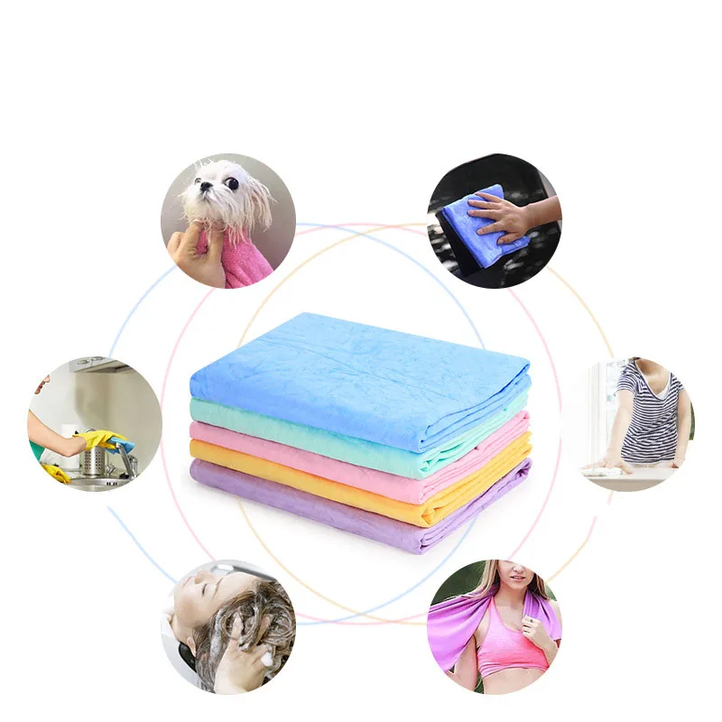Pet Faux Deerskin Quick Dry Large Absorbent Towel Pet Towel Absorbent Bath for Dogs Cats Soft Lint-Free Fiber Towels pet bath towel