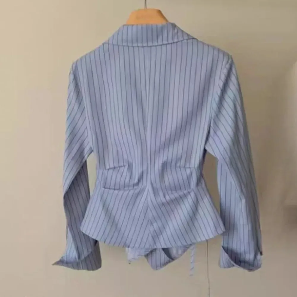 Chemise rayée décontractée printemps-automne pour femme, chemisier élégant à manches longues, coupe ajustée, hauts de bureau pour femme