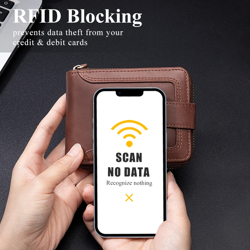 SCHLATUM Men's Genuine Leather Vintage Wallet with Multiple Card Slots RFID Blocking Cowhide Travel Wallet 5
