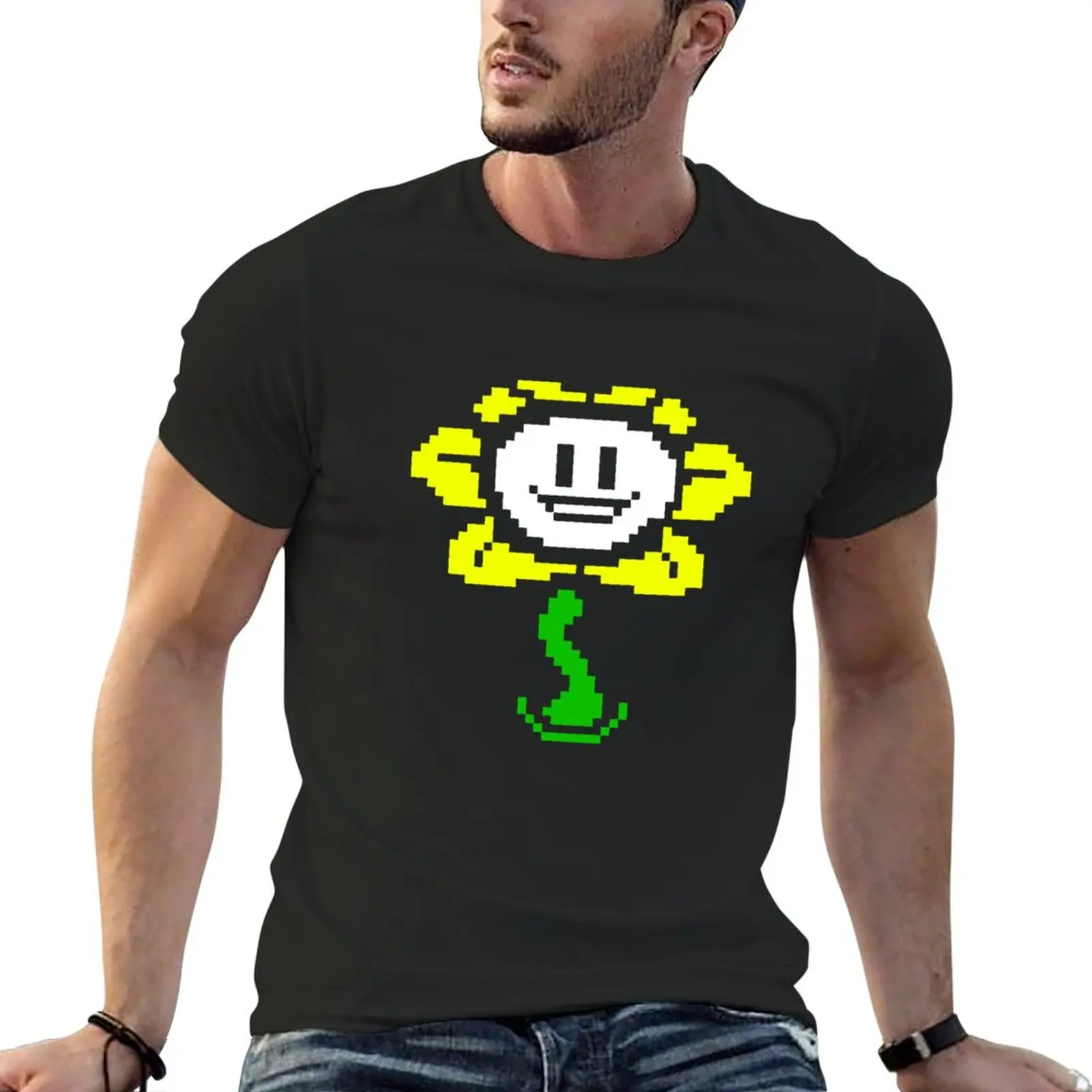 Flowey Undertale Sprite Flower Undertale Maschio Medium Royal Blue T-Shirt Customs Camicetta Abbigliamento Uomo