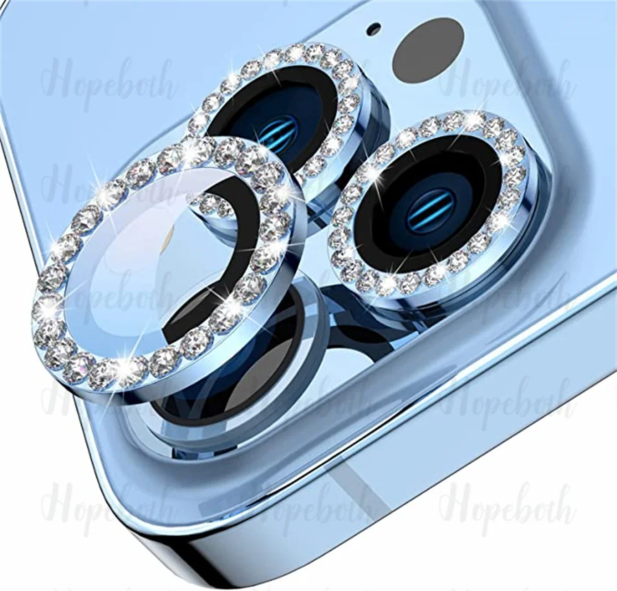 100 Stück Glitzer-Diamant-Kameraobjektivschutz für iPhone16 11 14 15 Pro Max 13 12 Pro 9H gehärtetes Glas Displayschutzfolie – Detail 19