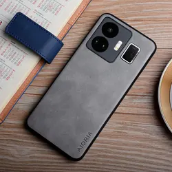Lightweight Silky Feel Fingerprint - Proof Durable Matte Leather Phone Case for Realme GT3 (Light Grey)