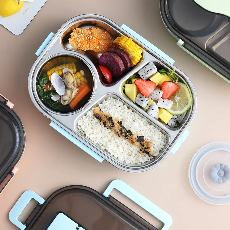 

304 Stainless Steel Lunch Box Food Storage Bento Containers Box Food Container for Kid School Office Kitchen Tool Tableware Gift