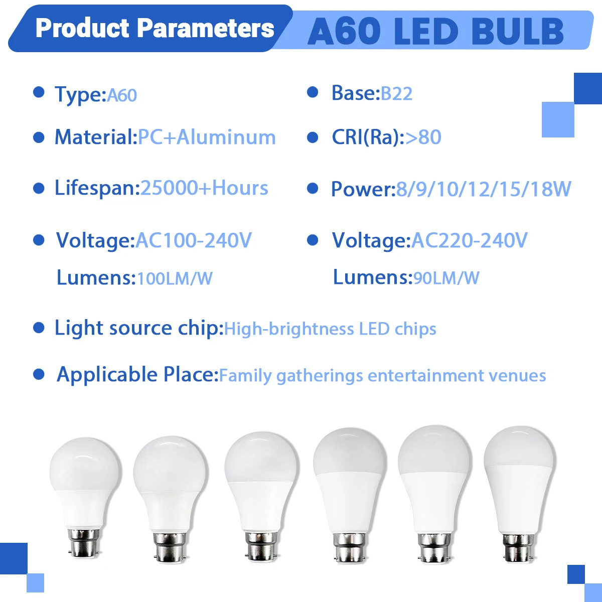 50PCS B22 LED 전구 AC220V 120V 18W 15W 12W 10W 9W 8W 고휘도 침실 거실 홈 조명 에너지 절약 램프
