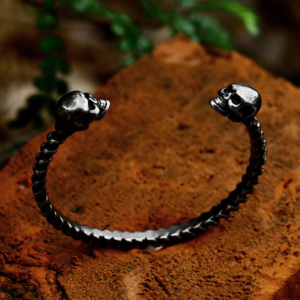 Bracciale Uomo Teschio Con Ali – Aperto, Regolabile, Acciaio Inox – Coolsteelandbeyond - 4