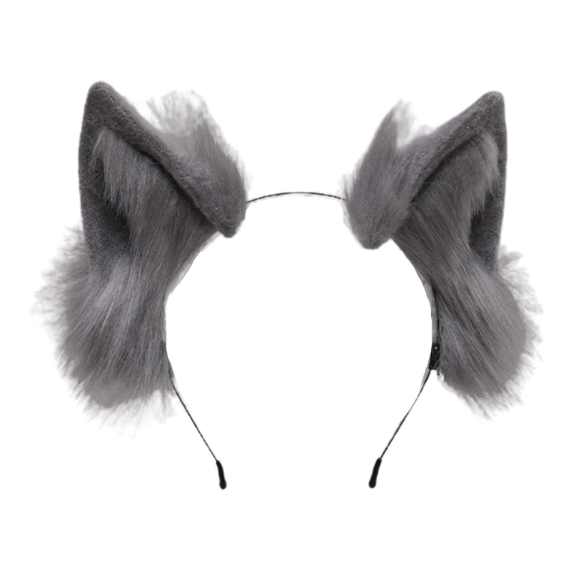 for Cat Faux Fur Ears Headband Solid Color  Plush Cosplay Animal Hair Hoop 449B