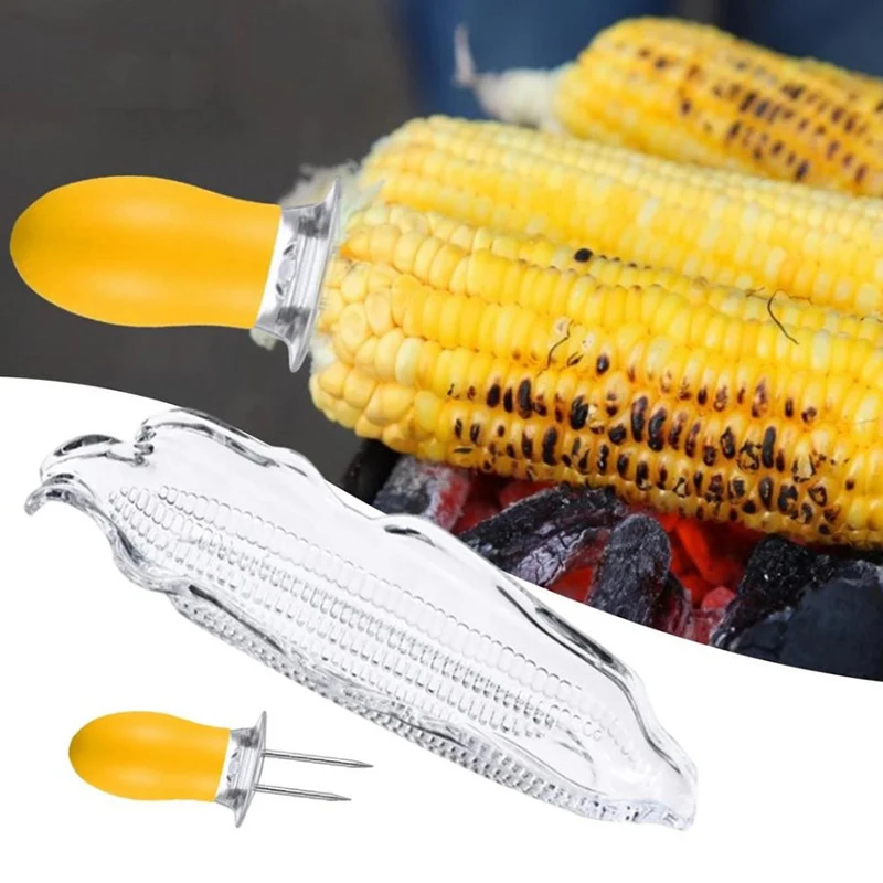 New Bbq Tray Corn Needle Family Corn Tray Barbecue Tool Transparent Dish Party Corn On Holders