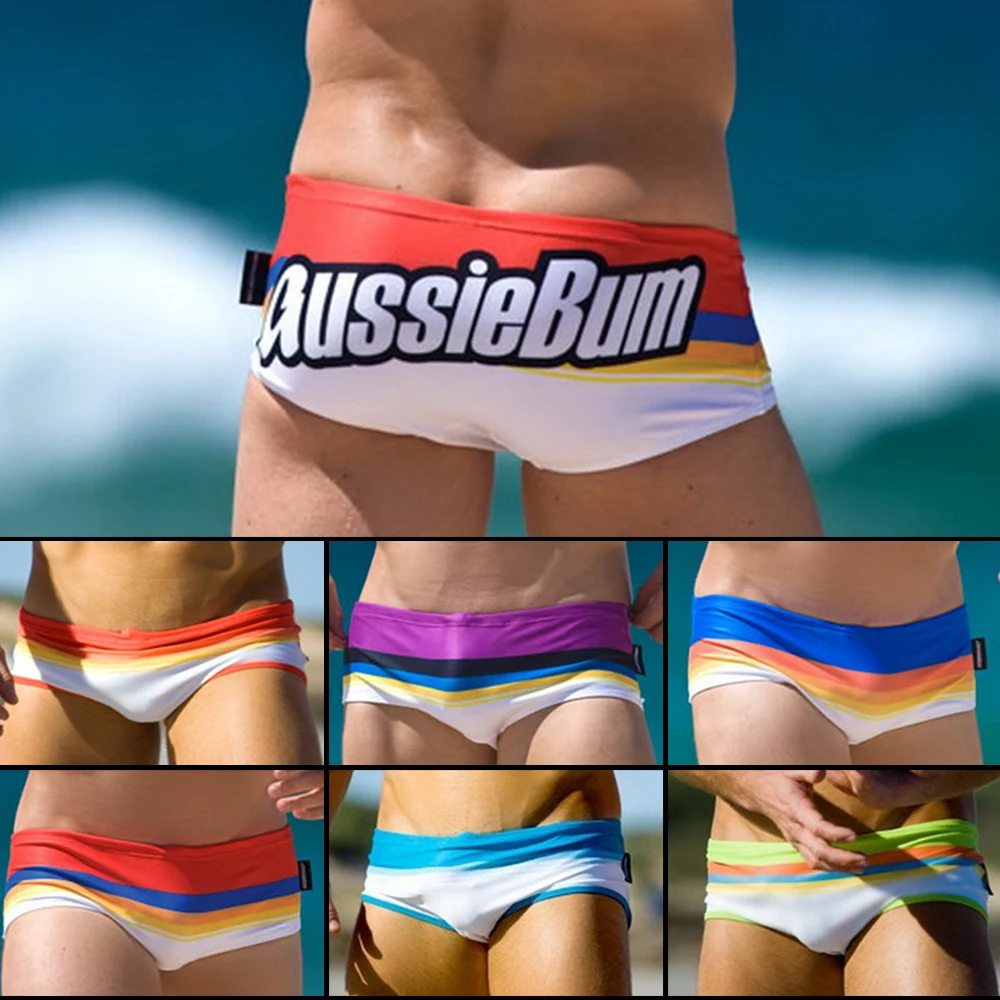 Fashion Rainbow Triangle Swimming Trunks European And American Men's Stripes Beach Surfing Outfit Summer Hot Spring Pants Bikini