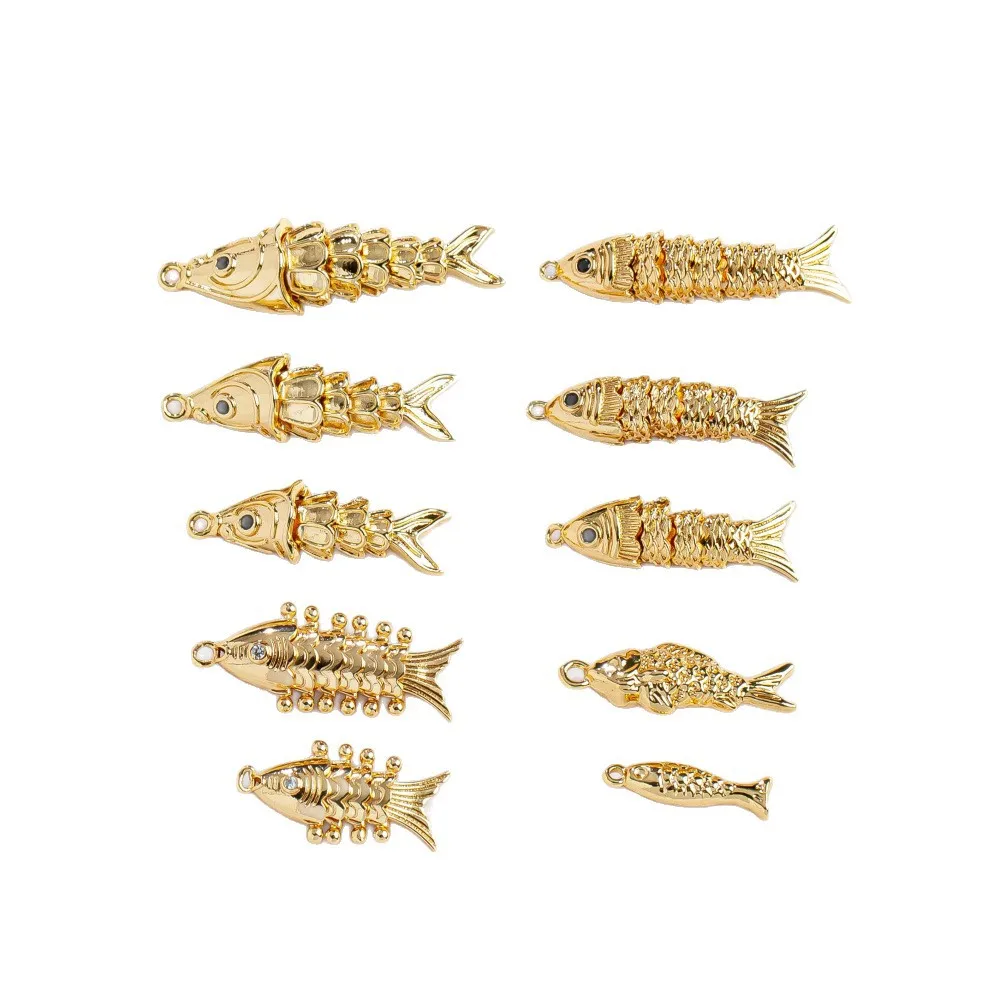 Copper Plated Gold Fish Pendant for DIY Handmade Jewelry with Electroplated Color Retention