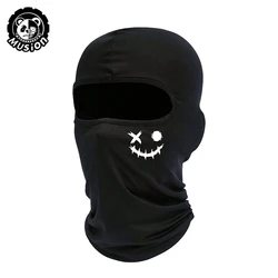 Fashionable Print Windproof Sun Protection Full Face Breathable Mask (Black Smil Face)
