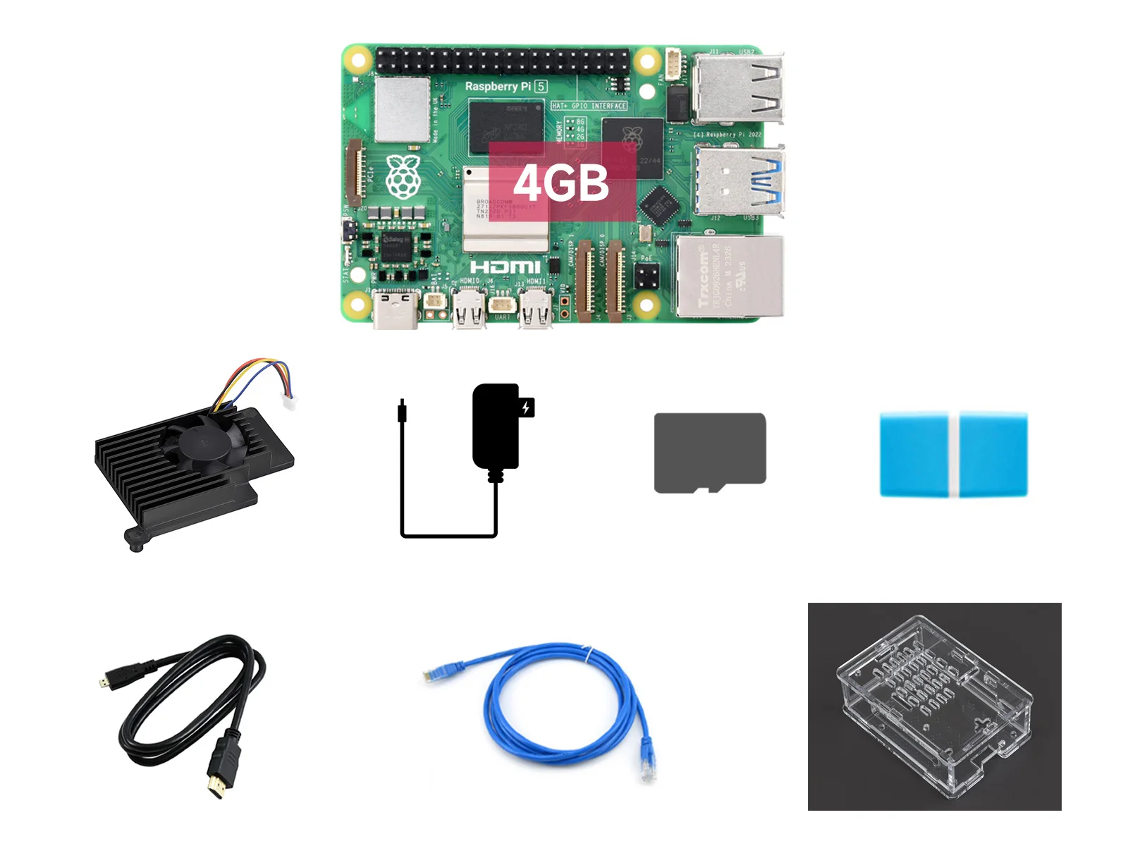 Kit Di Avviamento Originale Raspberry Pi 5 Con Accessorio Waveshare, Opzioni Per Ram Da 4Gb/8Gb, Processore Bcm2712, Raspberry Pi 5 Da 2.4Ghz