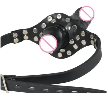 Ride Me Double-ended Dildo Gag with Leather Strap for Women Men Gay Bdsm Bondage Masturbation Stimulation Head Strapon Sex Toys 2