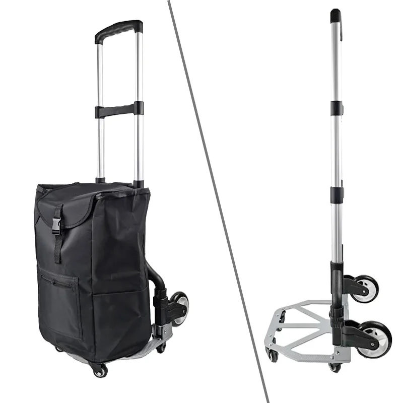 Portable Folding Trolley Collapsible Hand Truck Lightweight Barrow Aluminum Alloy Cart for Luggage Shopping Travel Cart Home Use