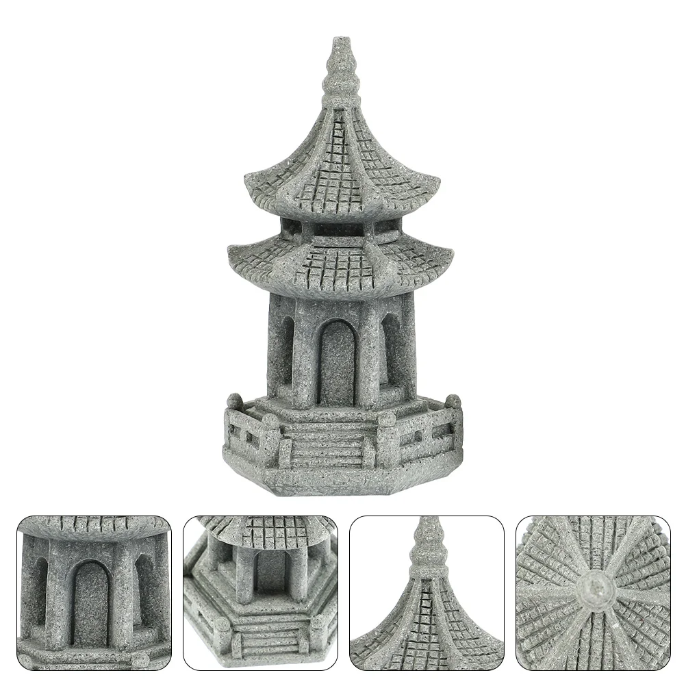 

Small Sturdy Practical Gardening Decoration Pagoda Shape Landscape Decor Pagoda Statue Adornment DIY Bonsai Pagoda Statue Model