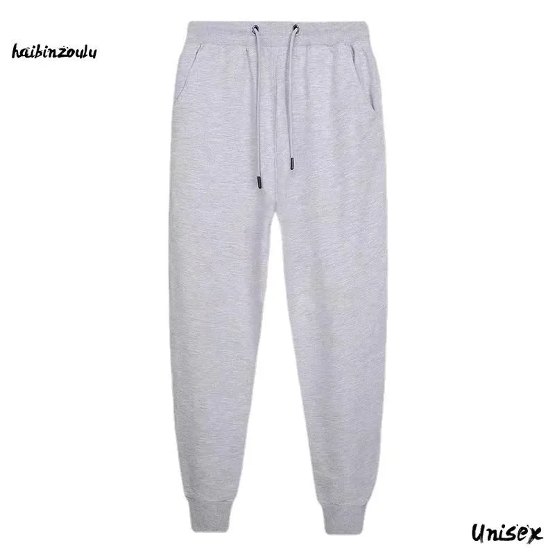 Men's Cotton Casual Pants Thickened Drawstring Sweatpants Loose Plus Size and Ankle Pants Black Gray Pants Sweatpants  Casual 2