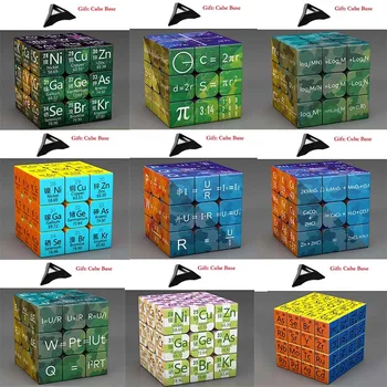 3x3x3 Magic Puzzle Cube Math Chemistry Element Physical Kids Puzzle Cube with Base Magic Cube Children's Gifts Educational Toys 1